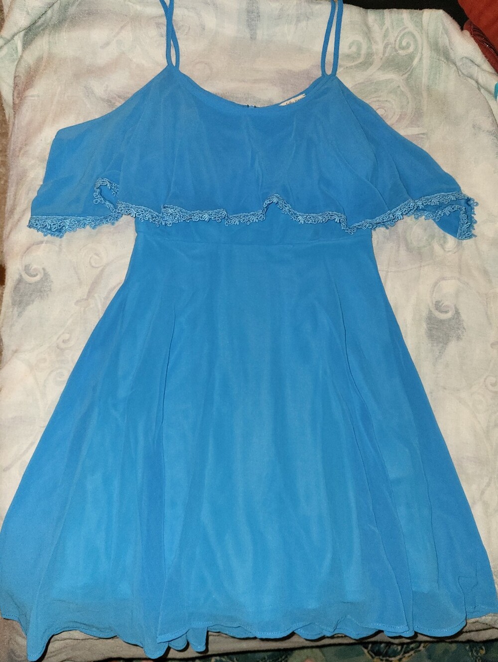 Charlotte Russe Blue Cold-Shoulder Spaghetti Strap Dress